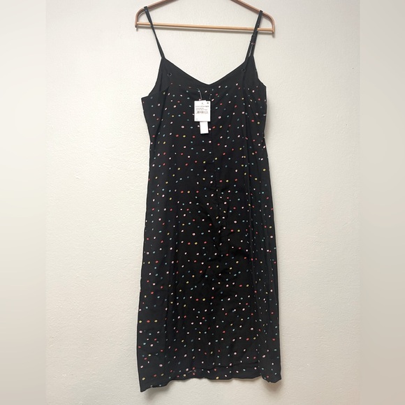 NWT Abound Slip Dress sz M Black with Multi-colored dots - Picture 3 of 6